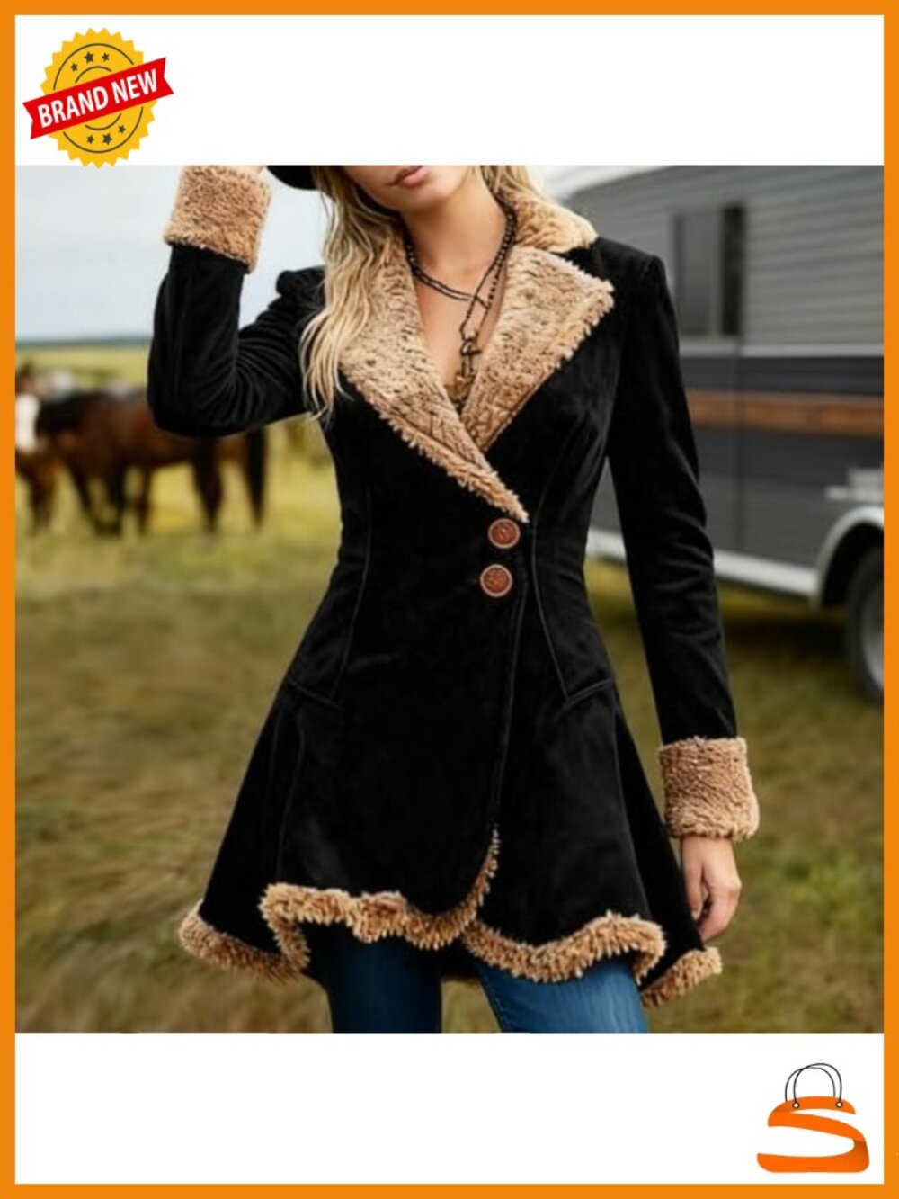 Faux Leather Suede Jacket Sherpa Lined Fleece Coat Women's Winter - Picture 2 of 6